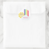 Schattigee Zon & Regenboog Cupcake Toppers/Sticker Ronde Sticker (Tas)