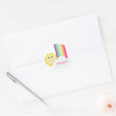 Schattigee Zon & Regenboog Cupcake Toppers/Sticker Ronde Sticker (Envelop)