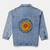 Schattigee zonnebloem bijbelvers denim jacket (Achterkant)