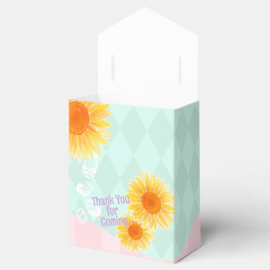 Schattigee Zonnebloem Eerste Verjaardag Bedankdoosjes (Geopend)