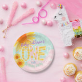 Schattigee Zonnebloem Eerste Verjaardag Papieren Bordje (Feest)