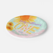 Schattigee Zonnebloem Eerste Verjaardag Papieren Bordje (Gekanteld)