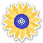 Schattigee Zonnebloem Evil Eye Flower Sticker (Voorkant)