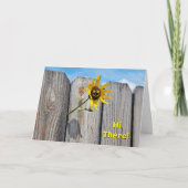 Schattigee zonnebloem gluren door hek verjaardag kaart (Voorkant)