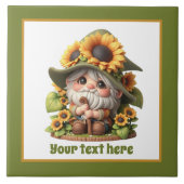 Schattigee zonnebloem gnoom liefhebbers tuin tegeltje (Voorkant)
