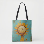 Schattigee zonnebloem kattenplezier in de zon schi tote bag (Voorkant)