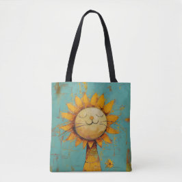Schattigee zonnebloem kattenplezier in de zon schi tote bag