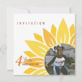 Schattigee Zonnebloem Kinderen Verjaardagsuitnodig (Voorkant)
