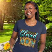 Schattigee zonnebloem luipaard gezegende mam t-shirt