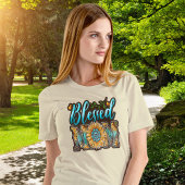 Schattigee zonnebloem luipaard gezegende mam t-shirt