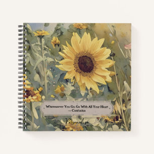 Schattigee Zonnebloem Meadow Confucius HeartQuote  Notitieboek