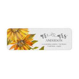 Schattigee zonnebloem mevrouw en mevrouw Floral br Etiket