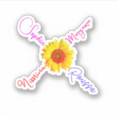 Schattigee Zonnebloem Namen voor Meisjes, Waterdic Sticker (Voorkant)