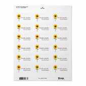 Schattigee Zonnebloem op Wit Douaneadres Etiket (Full Sheet)
