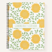 Schattigee zonnebloem patroon oma's recept notitieboek (Voorkant)