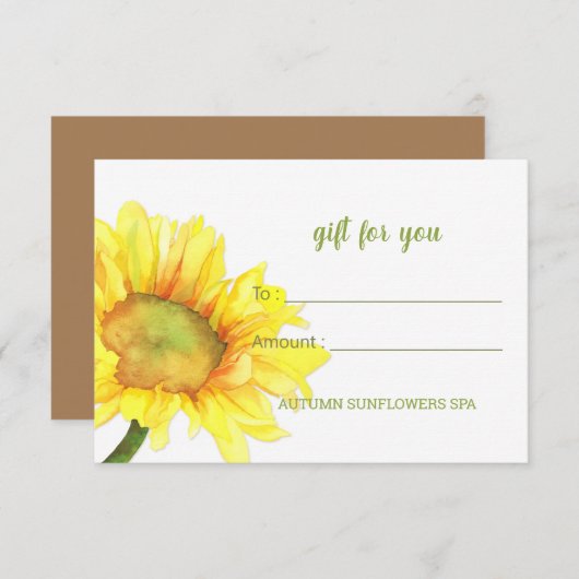 Schattigee Zonnebloem Zakelijk Cadeaubon Kaart (Voorkant / Achterkant)