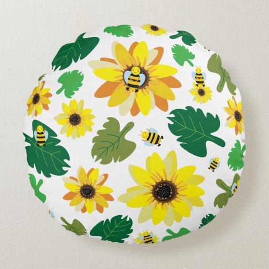 Schattigee zonnebloembij rond kussen (Voorkant)