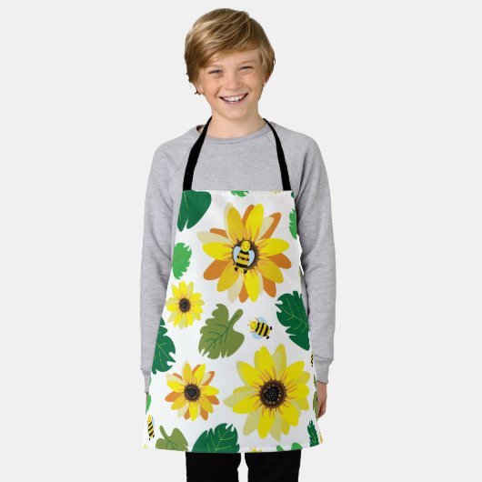 Schattigee zonnebloembij schort (Gedragen)