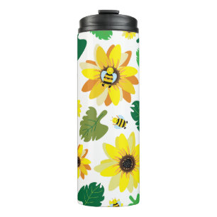 Schattigee zonnebloembij thermosbeker