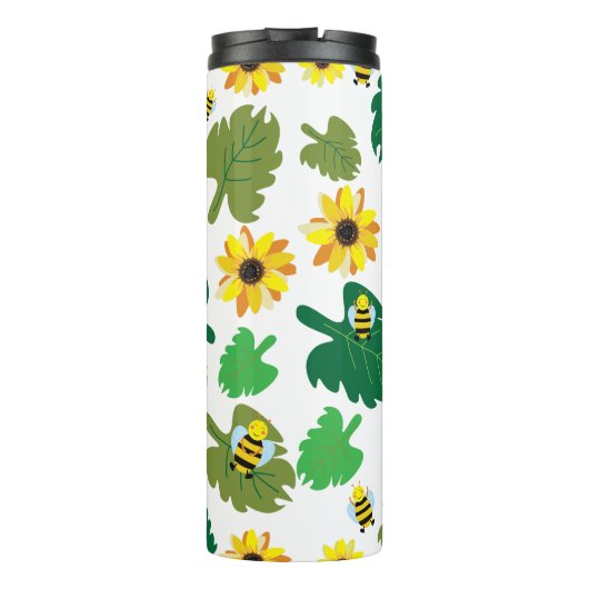 Schattigee zonnebloembij thermosbeker (Achterkant)