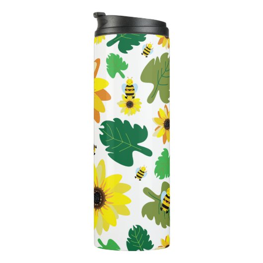 Schattigee zonnebloembij thermosbeker (Geroteerd rechts)