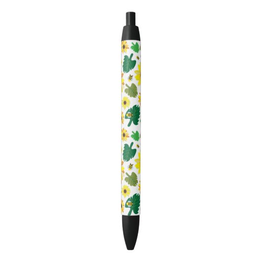 Schattigee zonnebloembij zwarte inkt pen (Voorkant Verticaal)