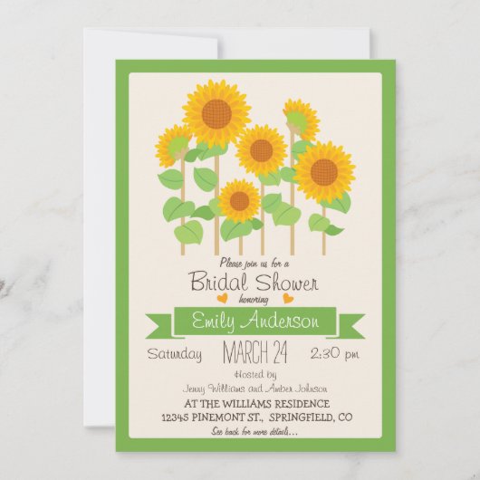 Schattigee Zonnebloemen; Bloemen Bruids Douche Uit Kaart (Voorkant)