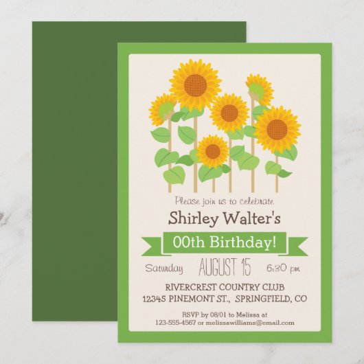 Schattigee Zonnebloemen Bloemen Volwassen Verjaard Kaart (Voorkant / Achterkant)