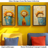 Schattigee Zonnebloempat Genieten van de Zon Schil Poster