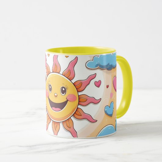 Schattigee zonneschijn en regenbogen Kinder patroo Mok (Voorkant rechts)