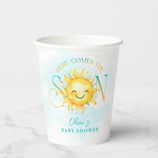 Schattigee zonneschijn Hier komt het Son Baby show Papieren Bekers (Voorkant)