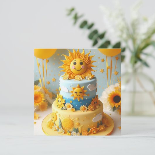 SCHATTIGEE ZONNESCHIJN PERSONAGES VERSIERD VERJAAR KAART (Staand voorkant)