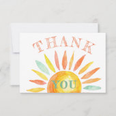 Schattigee zonneschijn Waterverf zon zomer dank u Bedankkaart (Voorkant)