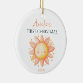 Schattigee Zonnetekening Custom Keepsake 1st Chris Keramisch Ornament (Rechts)