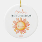 Schattigee Zonnetekening Custom Keepsake 1st Chris Keramisch Ornament (Achterkant)