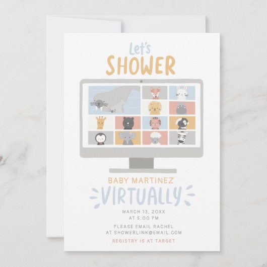 Schattigee zoom dieren computer virtueel baby show kaart (Voorkant)