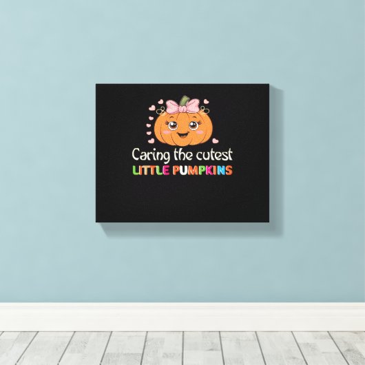 Schattigee zorg voor de Schattigee kleine pompoene Canvas Afdruk (Insitu (Houten vloer))