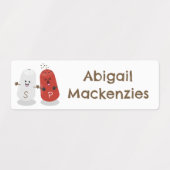 Schattigee zout- en pepershakers cartoon gepersona labels (Design 1)