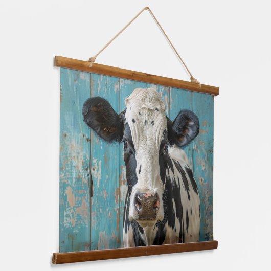 Schattigee Zuivel Koe Boerderij Schilderij Hangend Wandkleed (Gebogen)