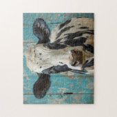 Schattigee Zuivel Koe Boerderij Schilderij Legpuzzel (Verticaal)