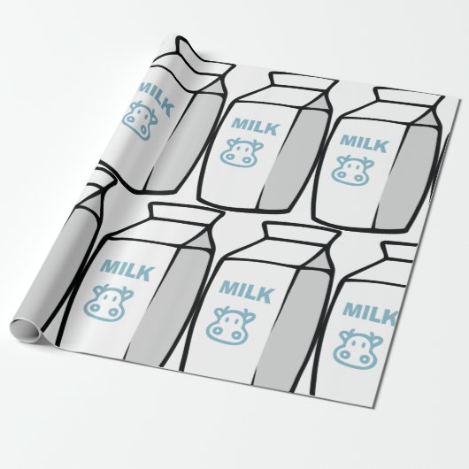 Schattigee zuivel Koe Cartoon Melk Karton Illustra Cadeaupapier (Uitgerold)