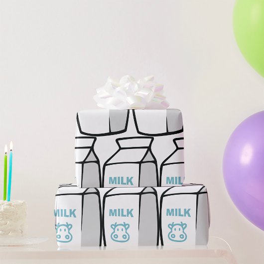 Schattigee zuivel Koe Cartoon Melk Karton Illustra Cadeaupapier