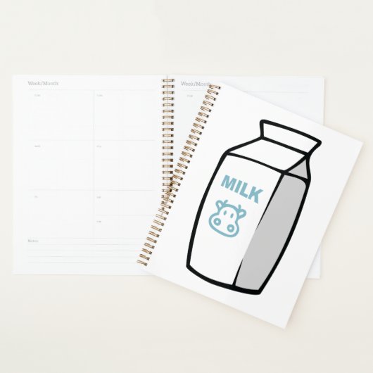 Schattigee zuivel Koe Cartoon Melk Karton Illustra Planner (Display)