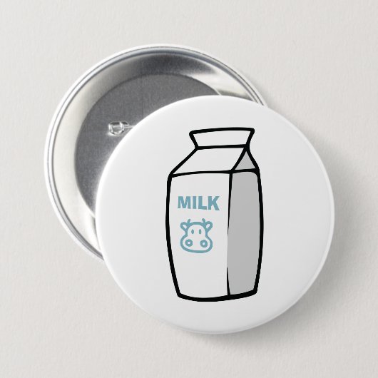 Schattigee zuivel Koe Cartoon Melk Karton Illustra Ronde Button 7,6 Cm (Voorkant /achterkant)