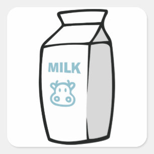 Schattigee zuivel Koe Cartoon Melk Karton Illustra Vierkante Sticker