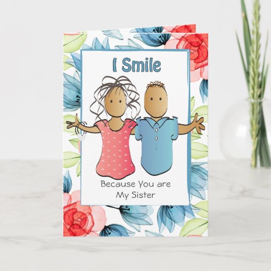 Schattigee zus Funny Gezegde Etnische Cartoon Verj Kaart (Voorkant)