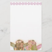 Schattigee zuster fee vrienden in roze fantasy kun briefpapier (Voorkant)