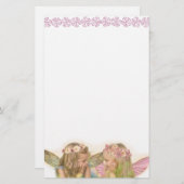 Schattigee zuster fee vrienden in roze fantasy kun briefpapier (Voorkant / Achterkant)