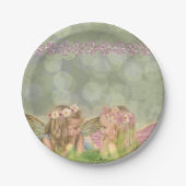 Schattigee zuster fee vrienden in roze fantasy kun papieren bordje (Voorkant)