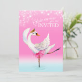 Schattigee zwaan meer roze ballet baby douche uitn kaart (Staand voorkant)